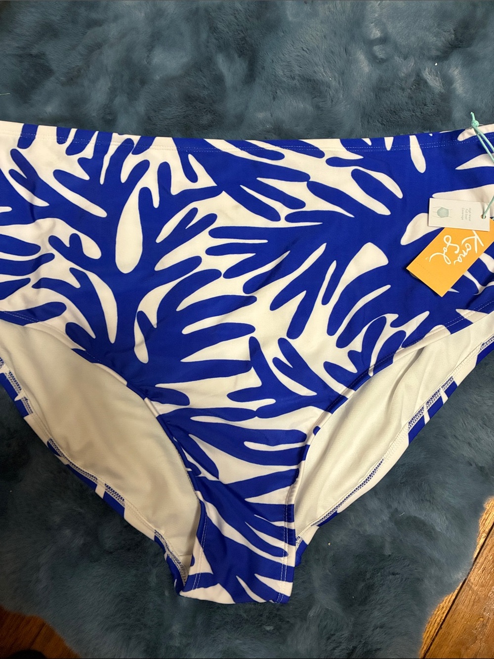Kona Sol Blue & White High Waist Women's Swim Bottom